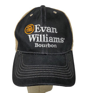 Evan Williams Bourbon Men's Mesh Back Snapback Hat Black Tan Adjustable Logo